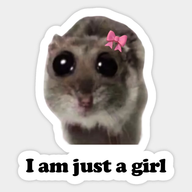 I am Just A Girl Hamster Meme Baby Tee 90s Style Tshirt Weird tshirt Y2k Coquette Aesthetic Funny Tshirt Soft Girl Sticker by Hamza Froug